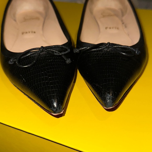 Louboutin Black Leather Spike Flats - Size 37 (US 7) - Picture 9 of 14